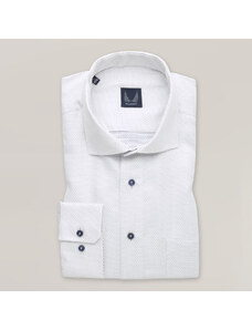 Willsoor Clásica Camisa Color Blanco Con Fino Estampado de Lunares Para Hombre 15646