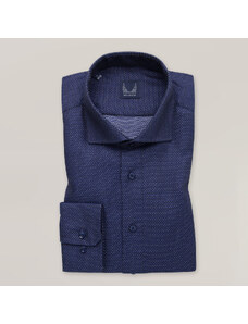 Willsoor Camisa Slim Fit Color Azul Oscuro Con Estampado Fino Para Hombre 15649