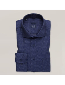 Willsoor Camisa Clásica Color Azul Oscuro Con Un Fino Estampado Para Hombre 15650