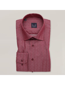 Willsoor Camisa Clásica Color Rojo Con Fino Patrón Geométrico Para Hombre 15652