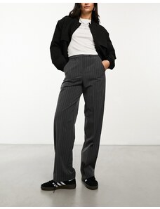 Pantalones de sastre grises con raye diplomática de talle alto Mary de JJXX