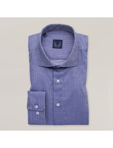 Willsoor Camisa Slim Fit Color Azul Con Sutil Patrón Geométrico Para Hombre 15686