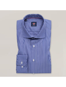 Willsoor Camisa Slim Fit Color Azul Con Patrón de Rayas de Con Cuello Italiano Para Hombre 15702