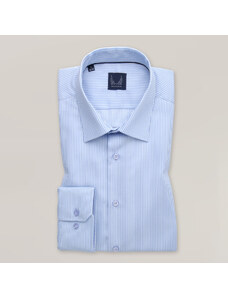 Willsoor Elegante Camisa Slim Fit Color Azul Con Patrón De Rayas Para Hombre 15712