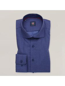 Willsoor Elegante Camisa Slim Fit Color Azul Oscuro Con Lunares Decentes Para Hombre 15706