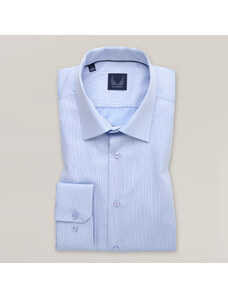 Willsoor Elegante Camisa Slim Fit Color Azul Con Sutil Patrón De Rayas Para Hombre 15708