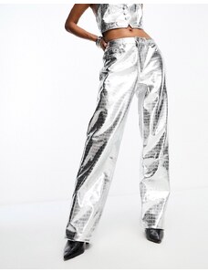 Pantalones plateados metalizados de corte suelto y pernera recta Marshall de AFRM