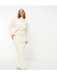 Falda larga color crema de punto exclusiva de 4th & Reckless Plus (parte de un conjunto)-Blanco