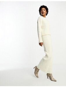Falda larga color crema con abertura lateral de punto de 4th & Reckless (parte de un conjunto)-Blanco