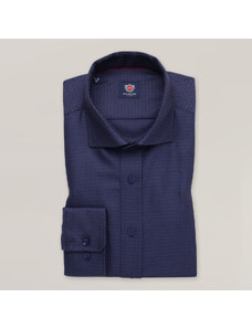 Willsoor Camisa Slim Fit Color Azul Marino Con Ligero Estampado Para Hombre 15774