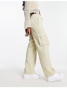 Pantalones color cemento cargo de pernera recta de Urban Classics-Beis neutro