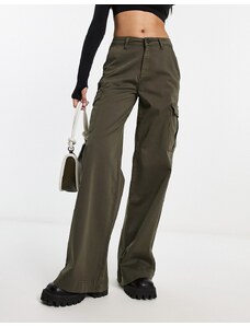 Pantalones cargo verde oliva de talle alto y pernera ancha de Urban Classics