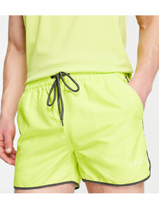 Shorts de baño verde lima deportivos con bordes en contraste de VAI21