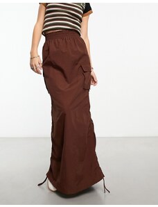 Falda larga marrón cargo con laterales fruncidos de Something New x GORPECORE SQUAD-Brown