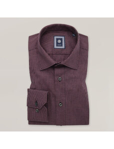 Willsoor Camisa slim fit color burdeo con estampado discreto para hombre 15877
