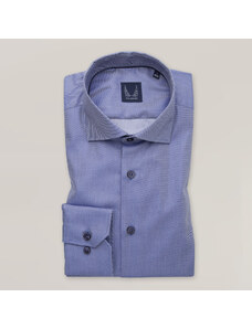 Willsoor Camisa slim fit color azul con discreto estampado diagonal para hombre 15883