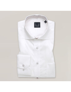 Willsoor Elegante camisa clásica color blanco con detalle de colores para hombre 15885