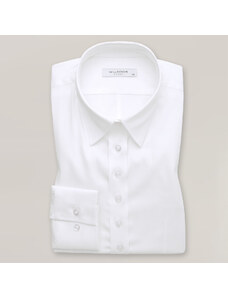 Willsoor Camisa color blanco de talle largo con cuello de botones oculto para mujer 15889