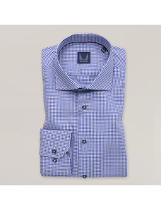 Willsoor Camisa slim fit color azul con patrón de cuadros para hombre 15911