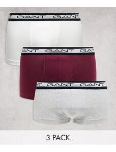 Pack de 3 calzoncillos de color blanco, gris y rojo con cinturilla del logo de GANT-Multicolor