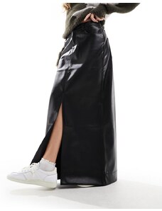 Falda larga negra de cuero sintético de JJXX-Negro