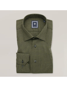 Willsoor Camisa slim fit color verde con patrón de cuadros finos para hombre 15837