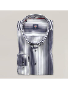 Willsoor Camisa slim fit con patrón de rayas color azul y blanco para hombre 15947
