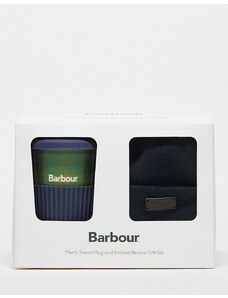 Set de regalo de taza de viaje azul marino y a cuadros escoceses de Barbour