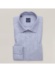 Willsoor Camisa slim fit color gris azul con sutil estampado para hombre 15950