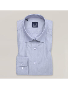 Willsoor Camisa clásica en suave gris-azul con un discreto estampado para hombre 15949