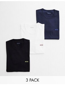 Pack de 3 camisetas de color negro, azul marino y blanco clásicas de BOSS Bodywear-Multicolor