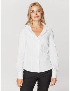 Willsoor Camisa Clásica Color Blanco Con Cuello Suave Para Mujer 15592