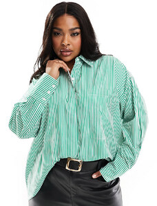 Camisa a rayas verdes extragrande de algodón de ASOS EDITION Curve-Multicolor