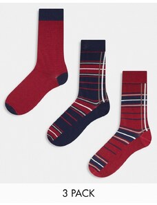 Pack regalo de 3 pares de calcetines rojos a cuadros escoceses de Barbour