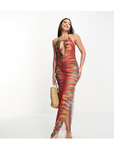 ASOS Tall Falda playera larga con estampado de cebra estilo mapa térmico de malla de ASOS DESIGN Tall-Multicolor
