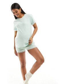 ASOS Maternity Pantalones cortos de pijama verdes de canalé y encaje Mix & Match de ASOS DESIGN Maternity