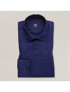 Willsoor Camisa slim fit color azul marino con estampado fino para hombre 16012