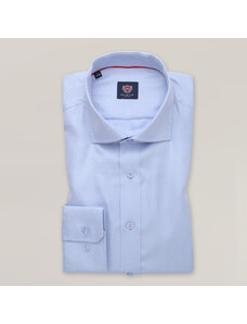 Willsoor Camisa slim fit color azul claro con patrón de rayas en diagonal para hombre 16016