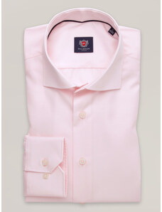 Willsoor Camisa clásica color rosa claro con estampado liso para hombre 16034