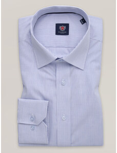 Willsoor Camisa clásica color azul claro con un pequeño plaid para hombre 16036