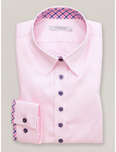 Willsoor Camisa Clásica Color Rosa Claro Con Elementos a Contraste Para Mujer 15666