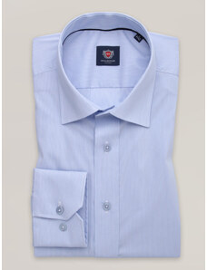 Willsoor Camisa clásica color azul claro con una fina raya para hombre 16050