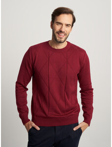 Willsoor Elegante jersey color burdeos con patrón geométrico para hombre 16066