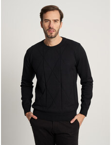 Willsoor Elegante jersey color negro con patrón geométrico para hombre 16068