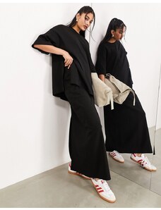 Falda recta larga negra de tejido grueso texturizado premium de ASOS EDITION (parte de un conjunto)-Negro