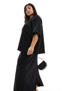 Falda recta larga negra de tejido grueso texturizado premium de ASOS EDITION Curve-Negro