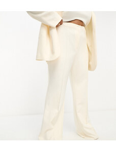 Pantalones de traje color crema de corte acampanado de ASOS LUXE Curve-Blanco