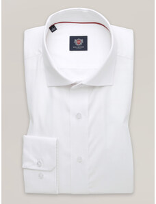 Willsoor Camisa blanca clásica para hombre con cuello italiano 16097