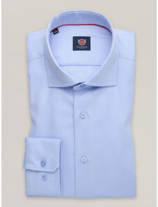 Willsoor Camisa slim fit azul claro para hombre con cuello italiano 16092