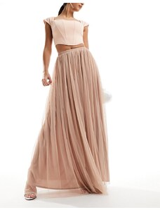 Falda larga color visón de tul de Beauut-Rosa